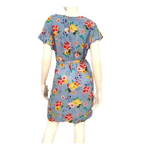 Beach Lunch Lounge Blue Floral Shift Dress Small - Picture 4 of 5